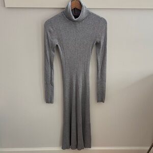 Tommy Hilfiger Women’s Ribbed Turtleneck Sweater Dress Gray Long Sleeve Knit XS